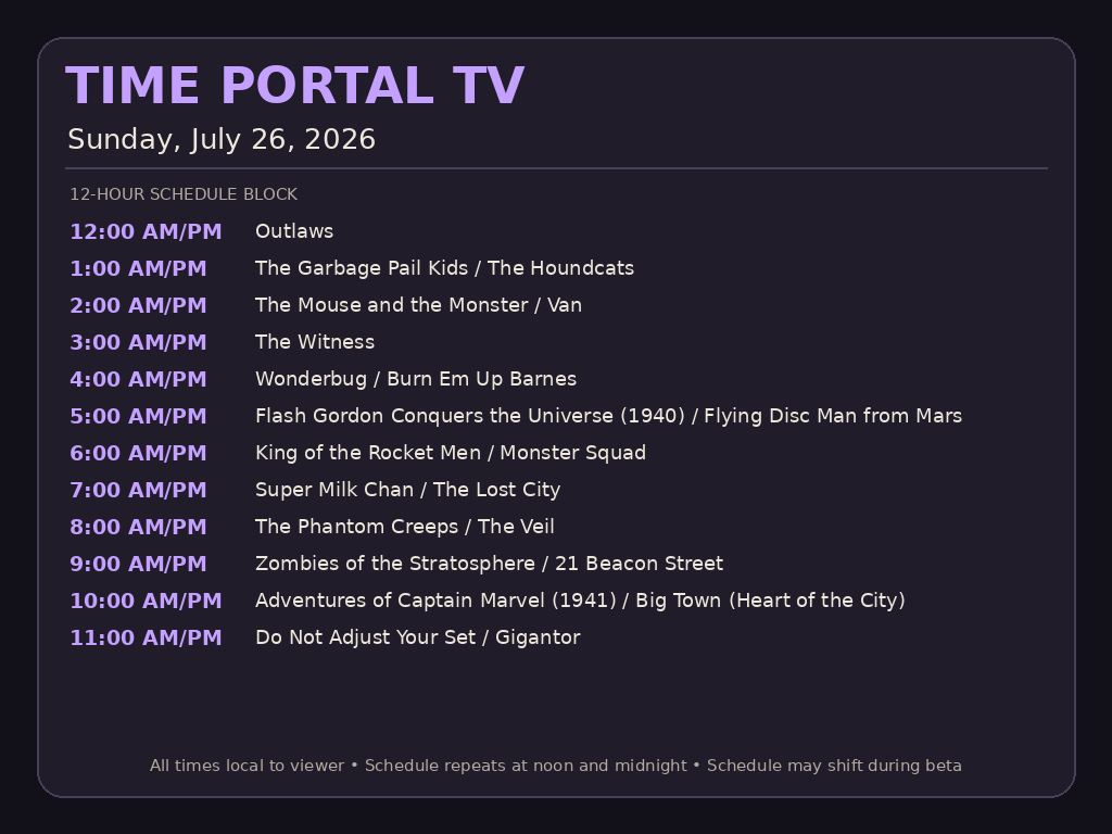 Sunday schedule