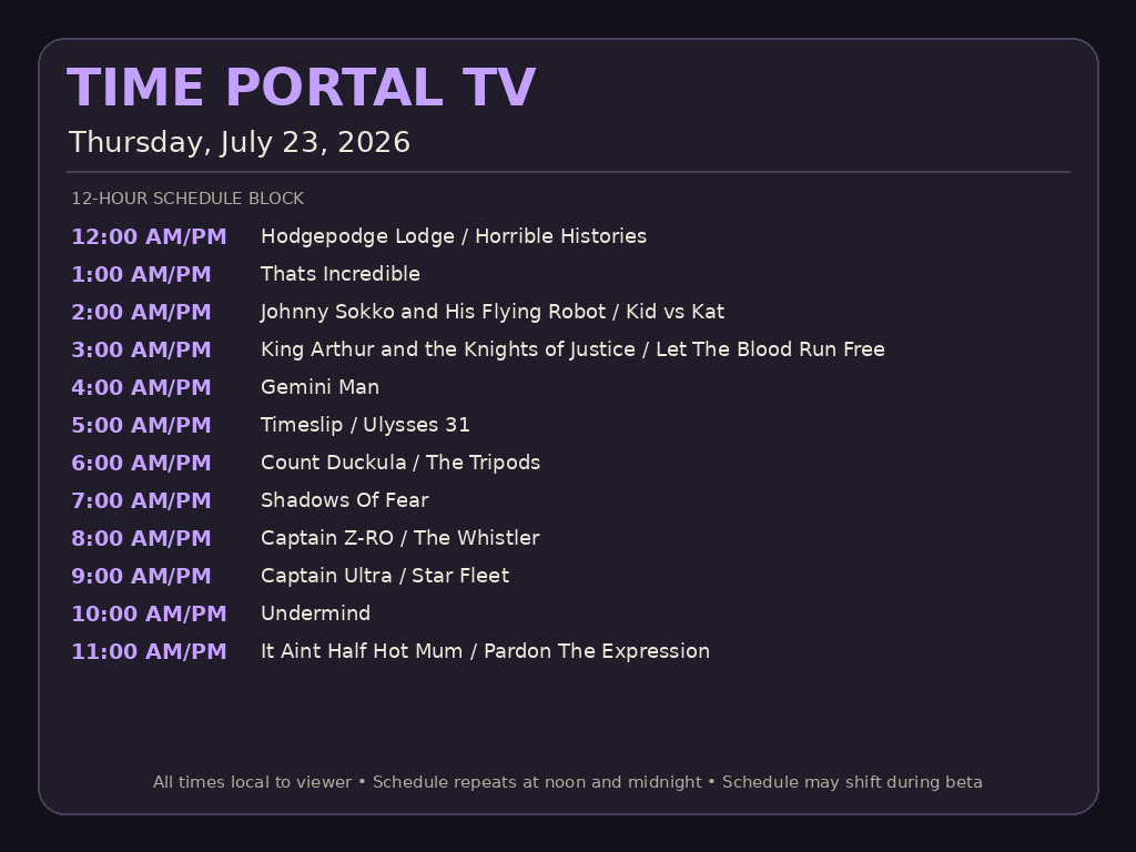 Thursday schedule