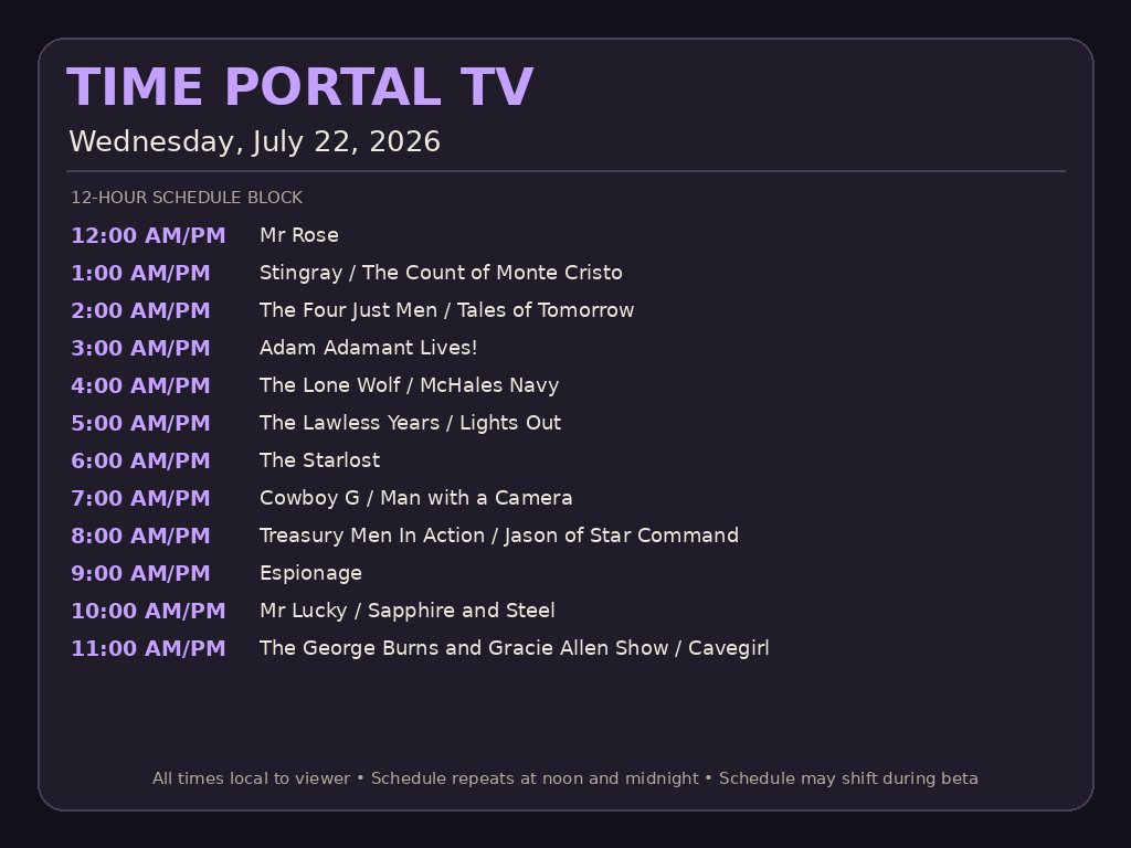 Wednesday schedule